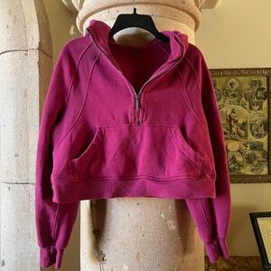 Lululemon athletics red cropped scuba hoodie sweatshirt size XS-S